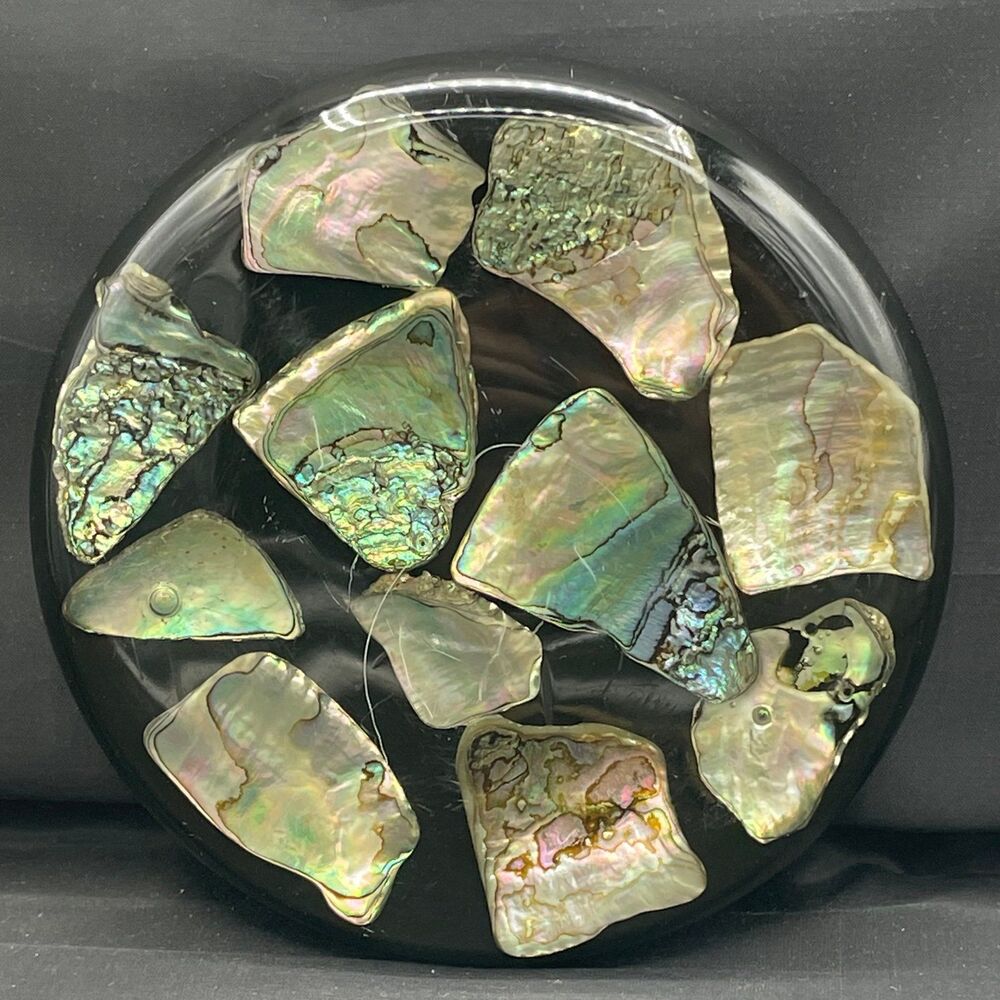 Vintage Wondermold Inc. Abalone Shell Mosaic Hot Plate Trivet Made in USA
